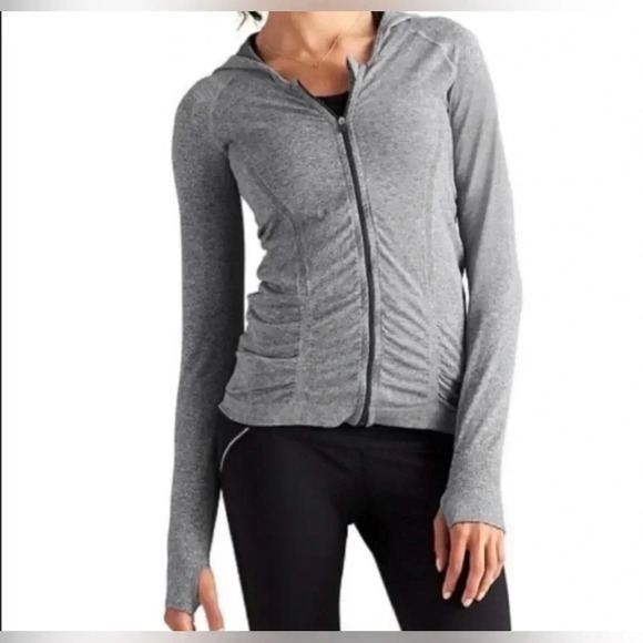Athleta Fast Track Jacket Heather Gray Full Zip Women’s Size Medium - Picture 1 of 8
